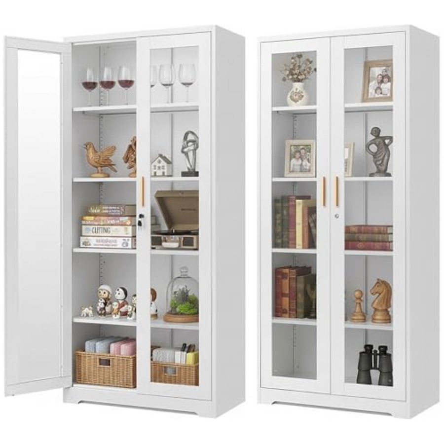 Glass Cabinet Display - خزانة عرض منزلية للتحف مع أبواب