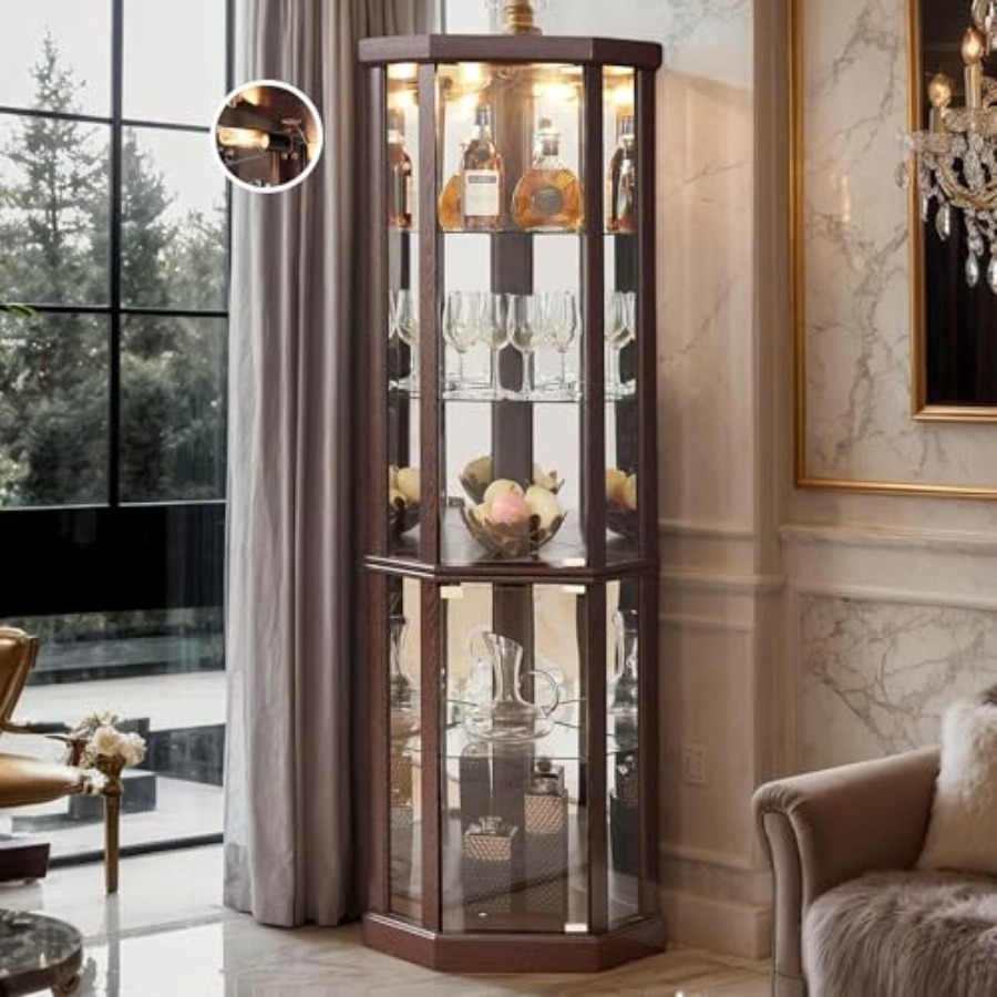 Glass Cabinet Display - خزانة عرض زاوية لغرفة المعيشة: أبواب