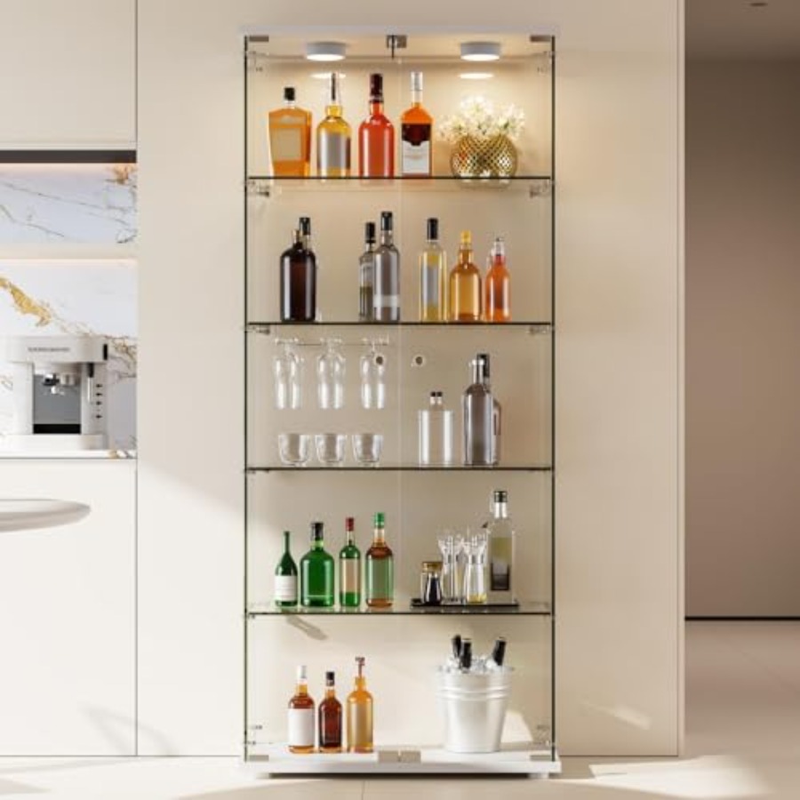 Glass Cabinet Display - خزانة عرض بخمسة رفوف مع إضاءة