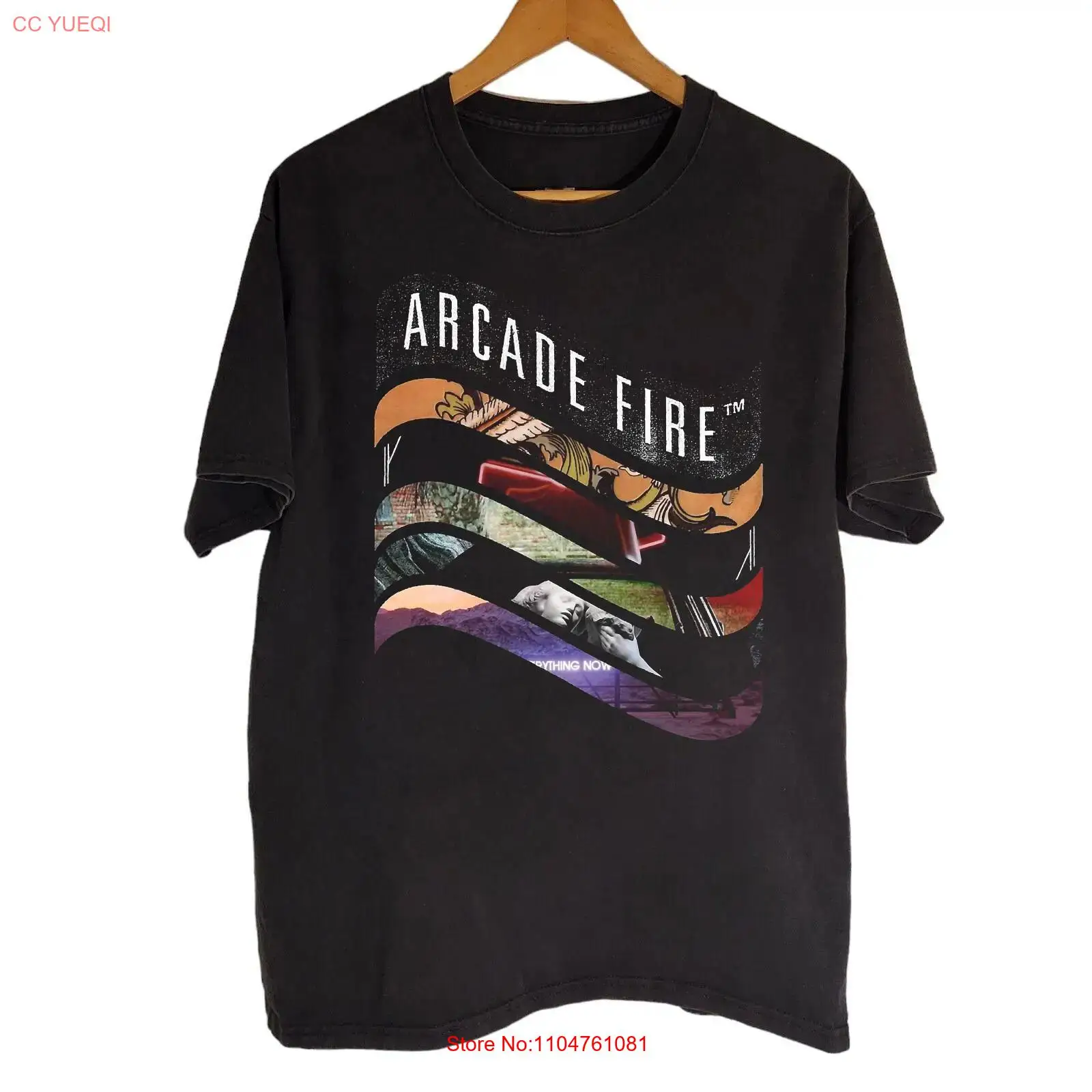Arcade No - تي شيرت RARE Arcade Fire أسود
