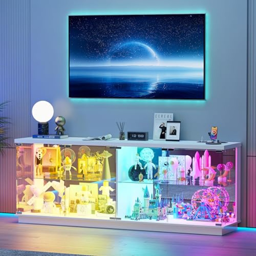Glass Cabinet Display - خزانة عرض كبيرة بعرض 59 بوصة