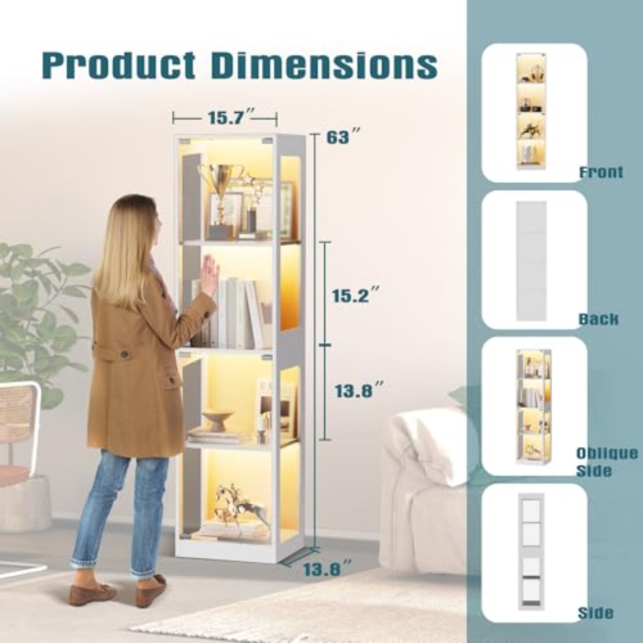 خزانة عرض زجاجية مزودة بإضاءة  - مراجعة Glass Cabinet Display وسعره
