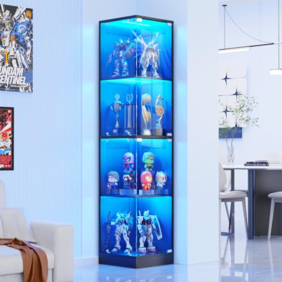 خزانة عرض زاوية بأبواب زجاجية، - مراجعة Glass Cabinet Display وسعره