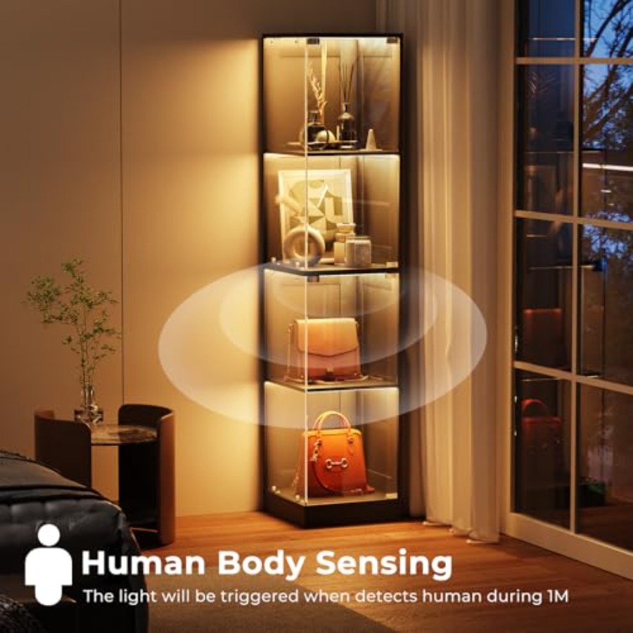 خزانة عرض زاوية بأبواب زجاجية، - مراجعة Glass Cabinet Display وسعره