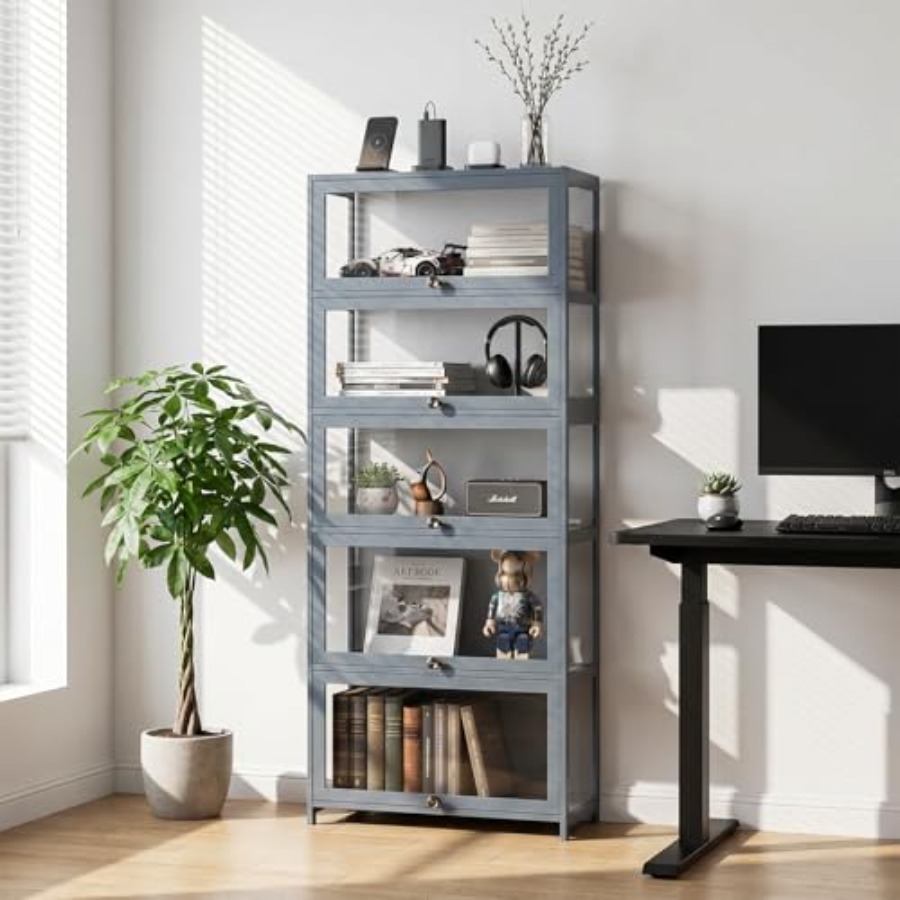 خزانة عرض بخمس طبقات مع أبواب  - مراجعة Glass Cabinet Display وسعره