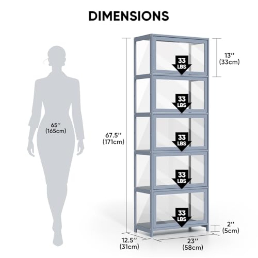 خزانة عرض بخمس طبقات مع أبواب  - مراجعة Glass Cabinet Display وسعره