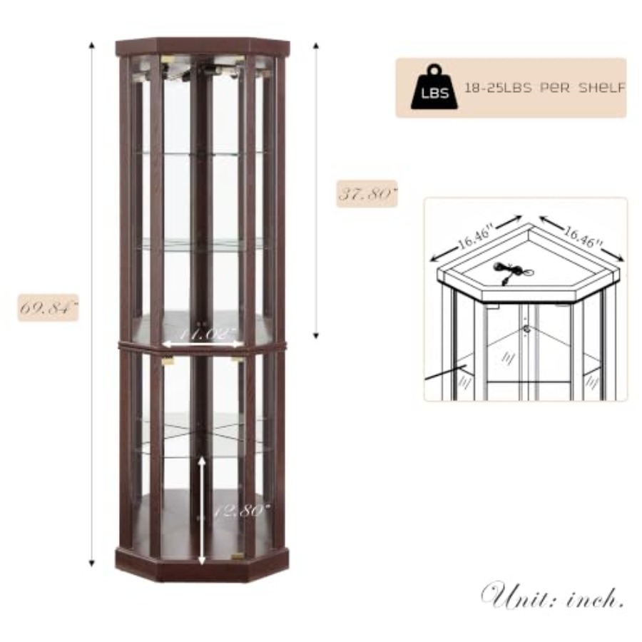 خزانة عرض زاوية لغرفة المعيشة: - مراجعة Glass Cabinet Display وسعره