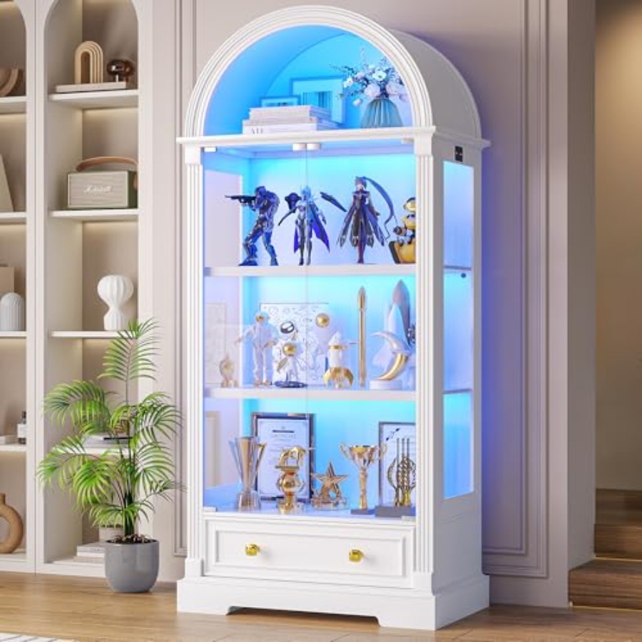 خزانة عرض مقوسة لغرفة المعيشة، - مراجعة Glass Cabinet Display وسعره