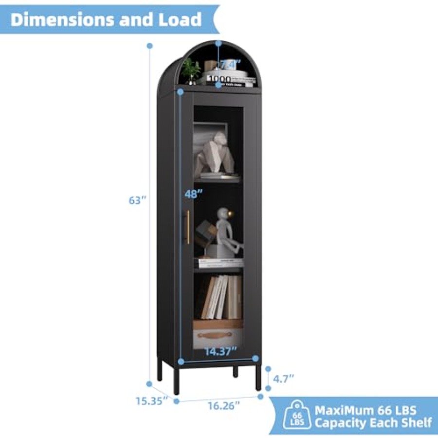 خزانة عرض معدنية ضيقة ذات تصمي - مراجعة Glass Cabinet Display وسعره