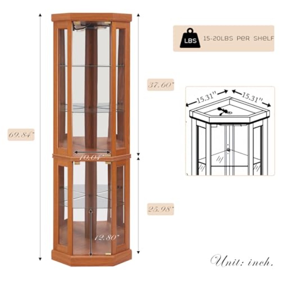 خزانة عرض زاوية لغرفة المعيشة  - مراجعة Glass Cabinet Display وسعره