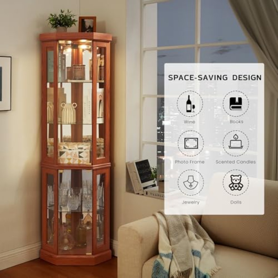 خزانة عرض زاوية لغرفة المعيشة  - مراجعة Glass Cabinet Display وسعره