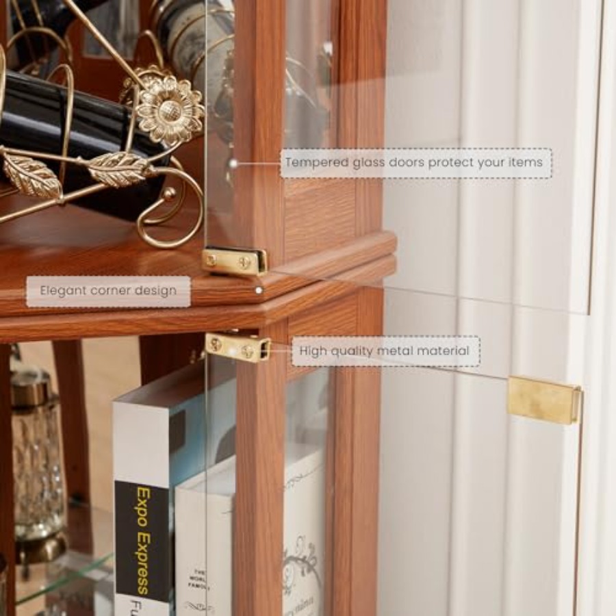 خزانة عرض زاوية لغرفة المعيشة  - مراجعة Glass Cabinet Display وسعره