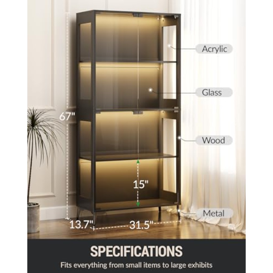 خزانة عرض زجاجية بأبواب للمقتن - مراجعة Glass Cabinet Display وسعره