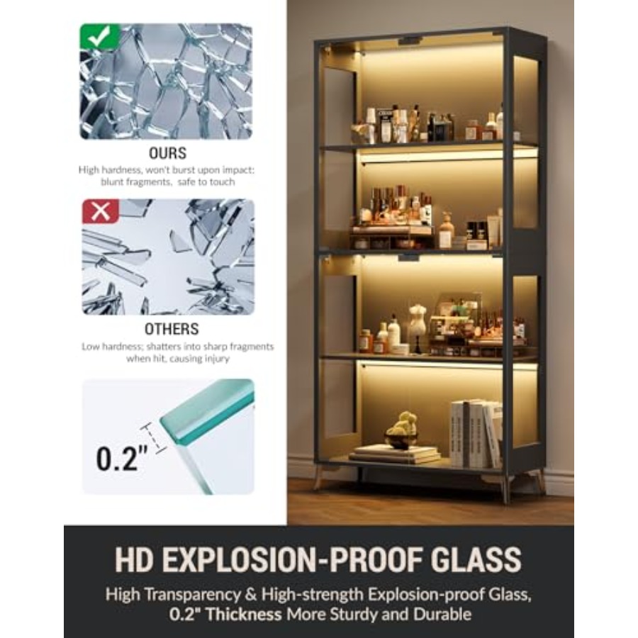 خزانة عرض زجاجية بأبواب للمقتن - مراجعة Glass Cabinet Display وسعره